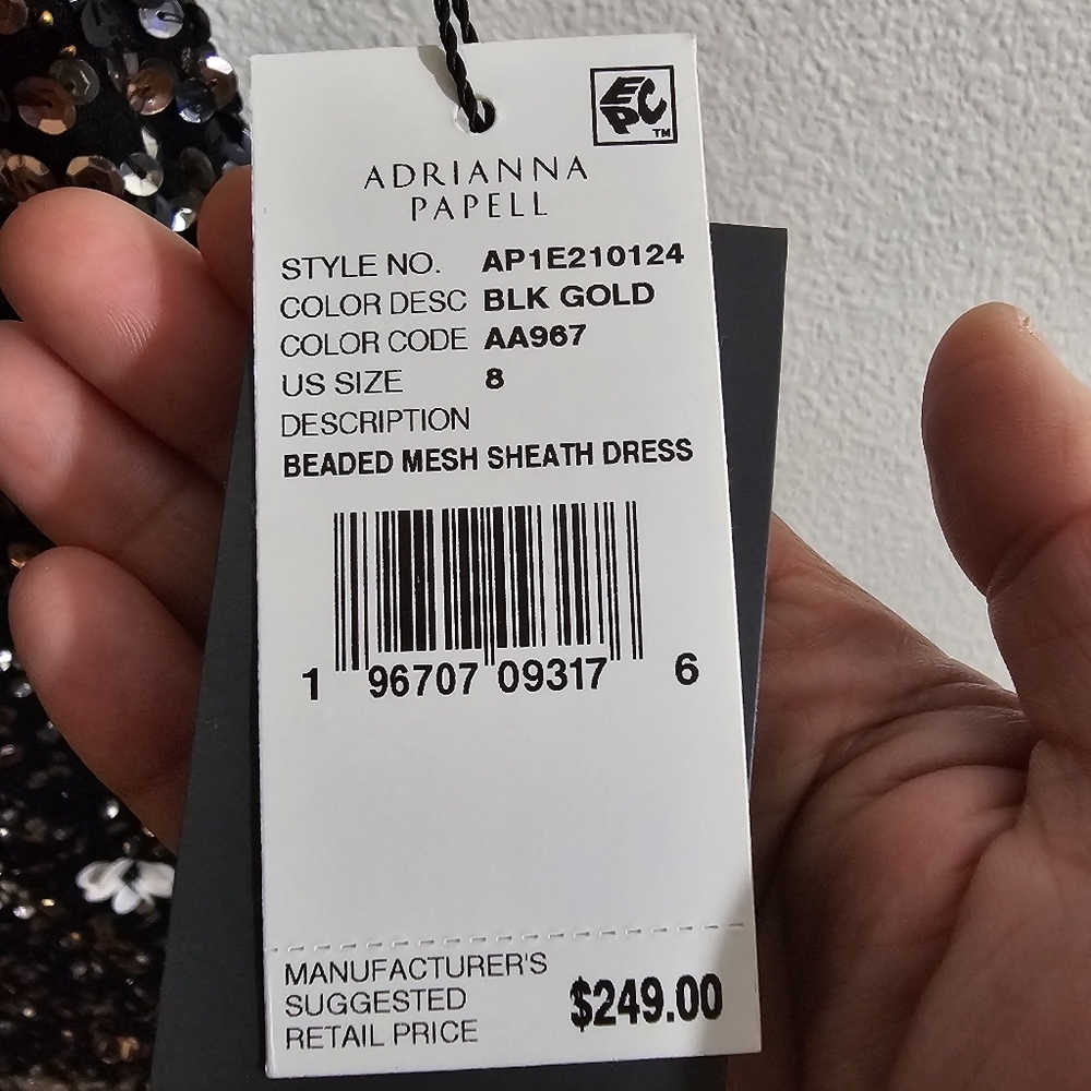 Adrianna Papell NWT Dress 8 Black 3D Floral Sheath Dress $249 - Picture 11 of 14